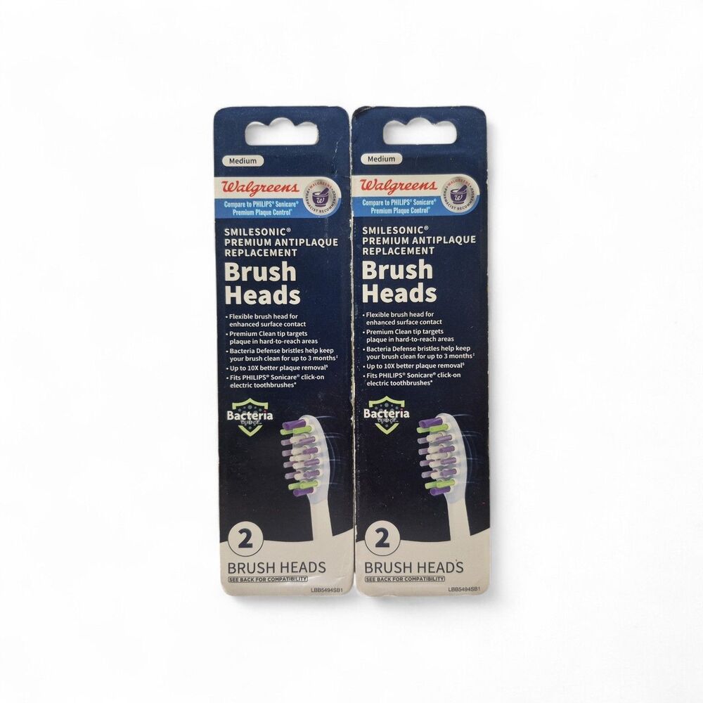 4 Walgreens Smilesonic Antiplaque Replacement Brush Heads Fit Philips Sonicare